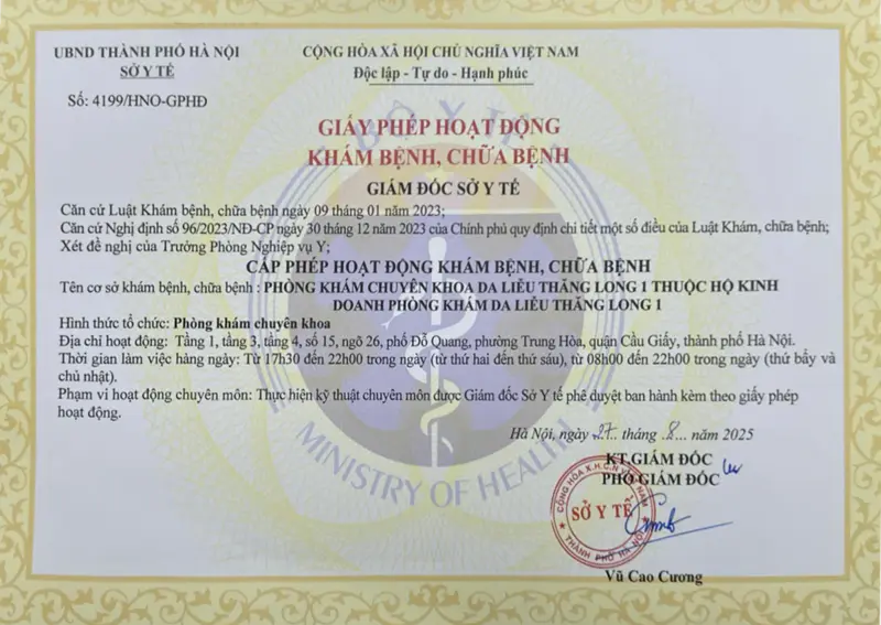 Giấy phép hoạt động số 4199/HNO-GPHĐ — Sở Y tế Hà Nội